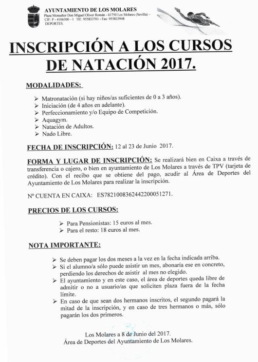 CURSOS NATACION 2017