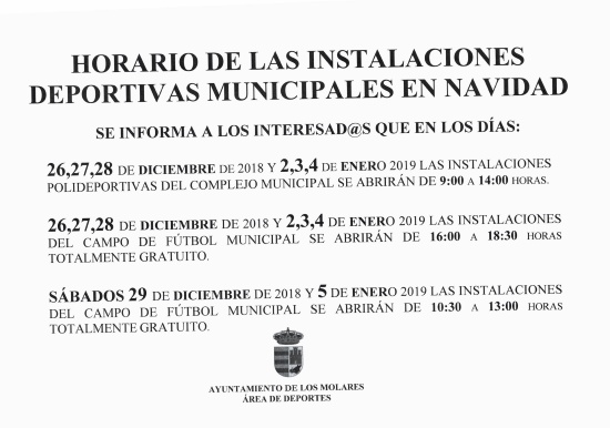 APERTURA INSTALACIONES DEPORTIVAS NAVIDAD 2018