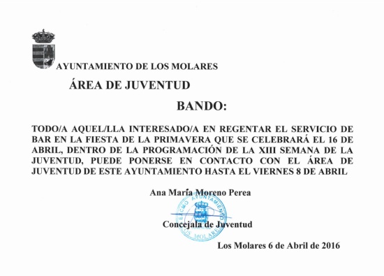 BANDO SERV BAR SEMANA JUVENTUD