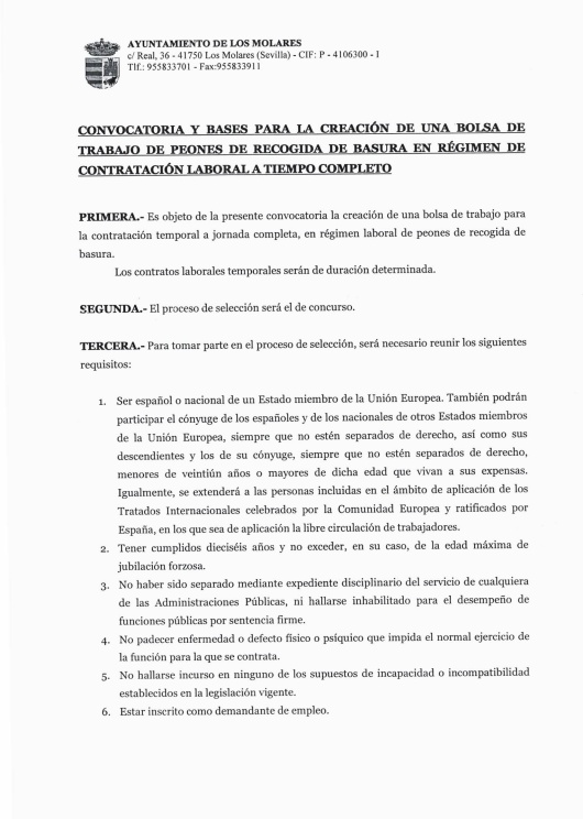 BASES PEONES BASURA 2016