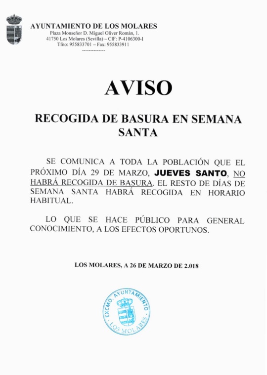 Basura Semana Santa 2018