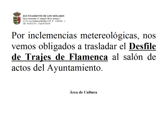 CARTEL POR INCLEMENCIAS DEL TIEMPO