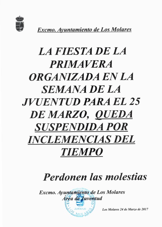 CARTEL SUSPENSION FIESTA DE LA PRIMAVERA