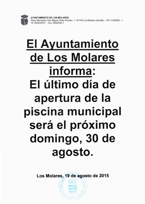 CIERRE PISCINA MUNICIPAL