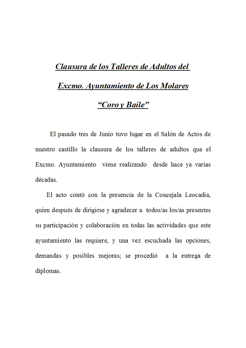 Clausura talleres adultos 2015