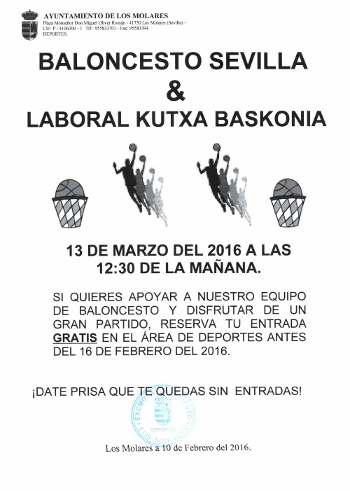PARTIDO BALONCESTO 13 MARZO 2016