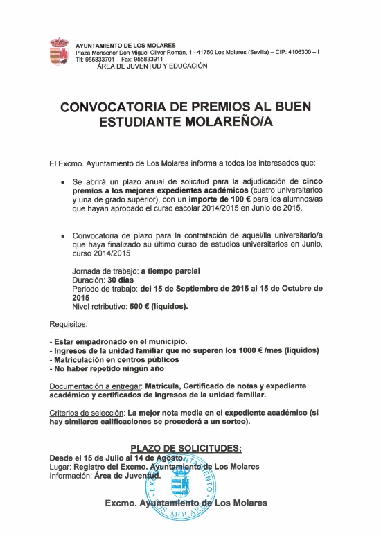 PREMIOS BUEN ESTUDIANTE 2015