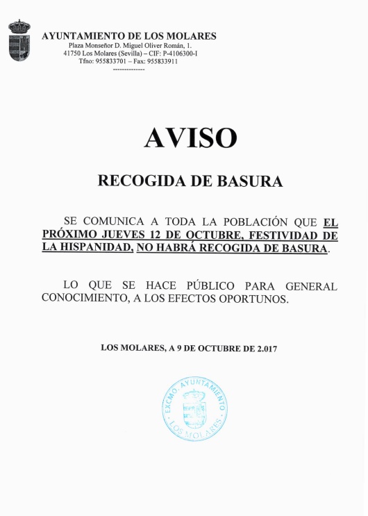 RECOGIDA BASURA 12 OCTUBRE 2017