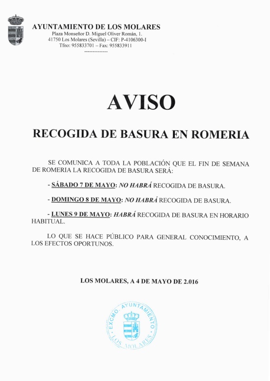 RECOGIDA BASURA ROMERIA