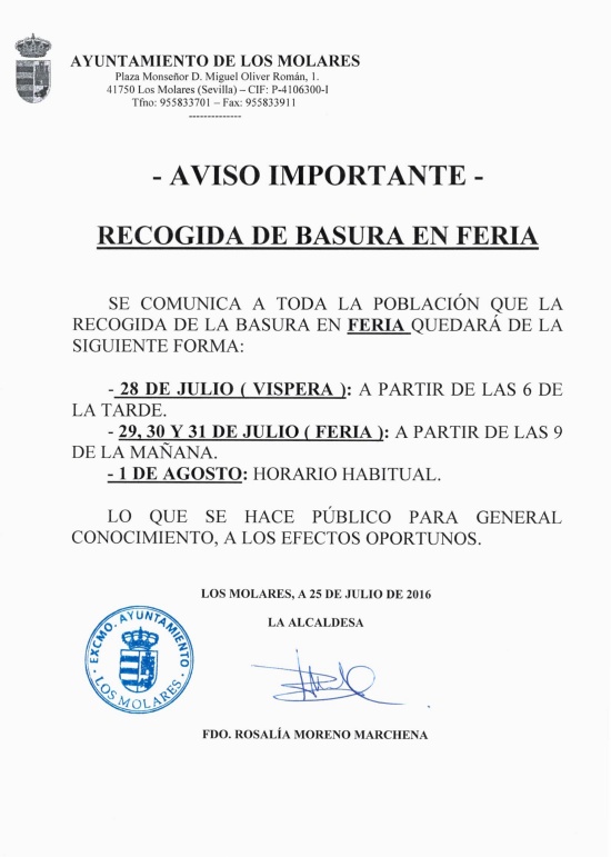 RECOGIDA DE BASURA EN FERIA