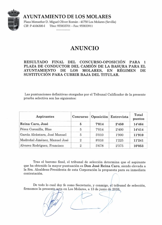 RESULTADO CONDUCTOR CAMION BASURA