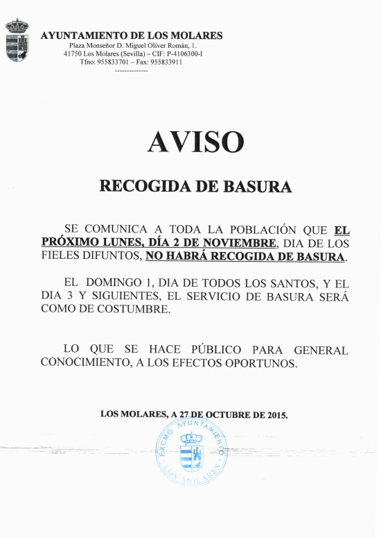 Recogida Basura dia de los difuntos
