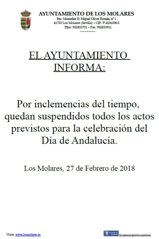 suspensión actos dia andalucia 2018